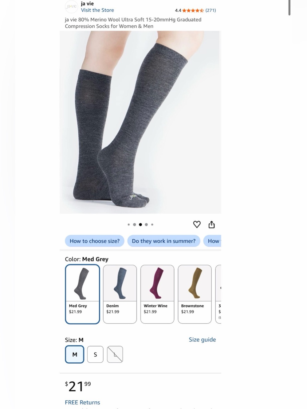 Med Grey Merino Wool Knee-High Compression Socks for Men